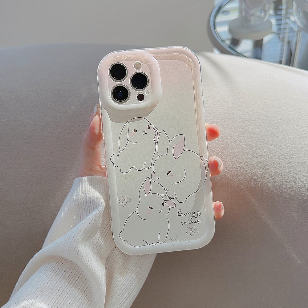 IPHONE Casing Transparan Lembut Kartun Kelinci Lucu Untuk Iphone14 11 12 13 PRO MAX Casing Cover Pelindung AT0011