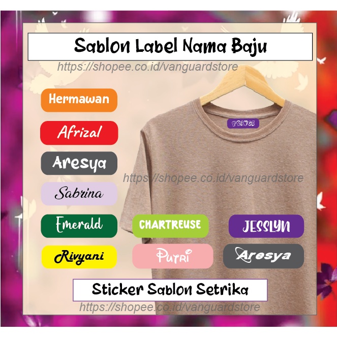 CUSTOM NAMA LABEL SERAGAM SEKOLAH STIKER KAOS SABLON PESANTREN SETRIKA NAME TAG LAUNDRY