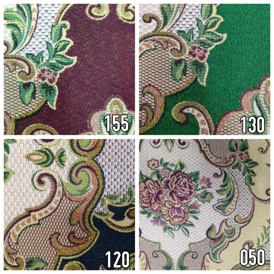 Kain Benang Emas Sofa / Kursi / Jok Motif Bunga Kembang Klasik - Marissa