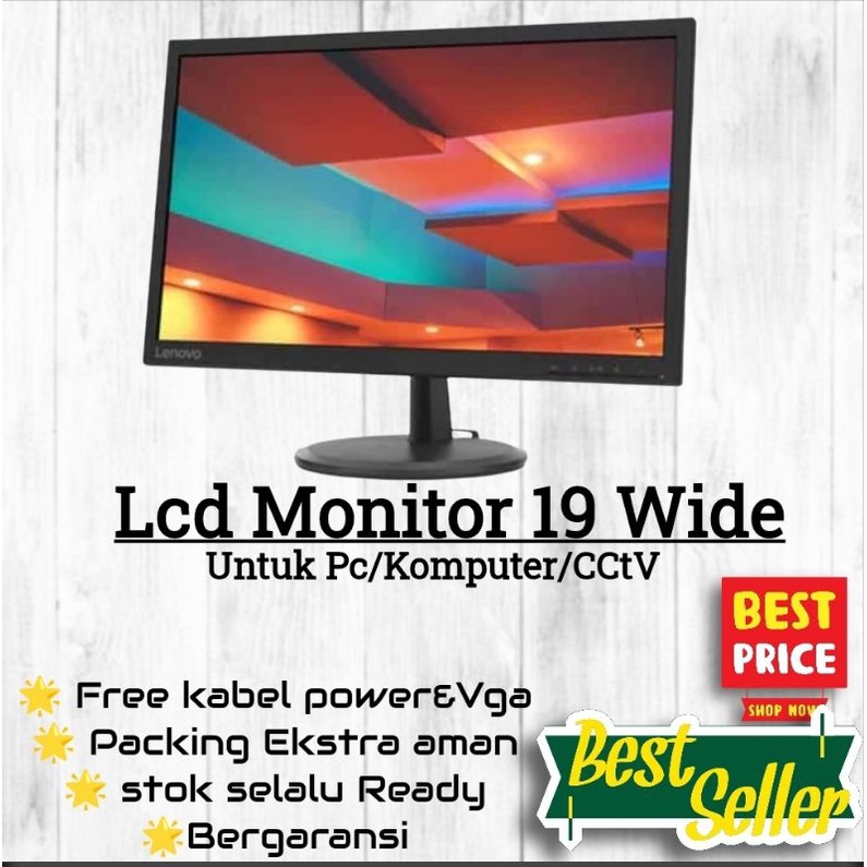 Lcd, Monitor Led Komputer PC Desktop / Cctv 19inc wide Mulus second bergaransi