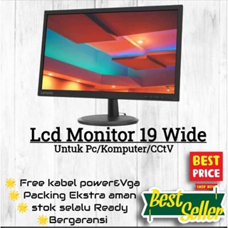 Monitor Lcd, Monitor Led Komputer PC Desktop / Cctv 19inc widescreen bukan square/kotak Mulus second bergaransi