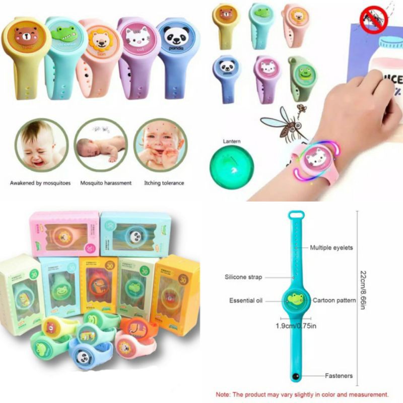 Jam anti nyamuk anak/Gelang Bentuk Jam Tangan Bayi Anti Nyamuk/ Karakter kartun Lucu Anti Air/Gelang anti nyamuk anak led