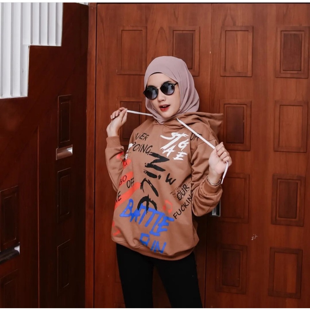 Sweater Hoodie Pria Wanita NICE BATTLE HOODIE Atasan Jumper Korean Outfit Stylish Kasual Trendy