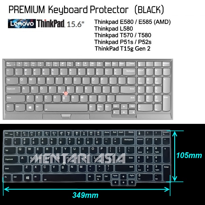 Keyboard Protector Lenovo ThinkPad 15.6 T570 E580 L15 P15 P52 P53 T15g - Premium BLACK