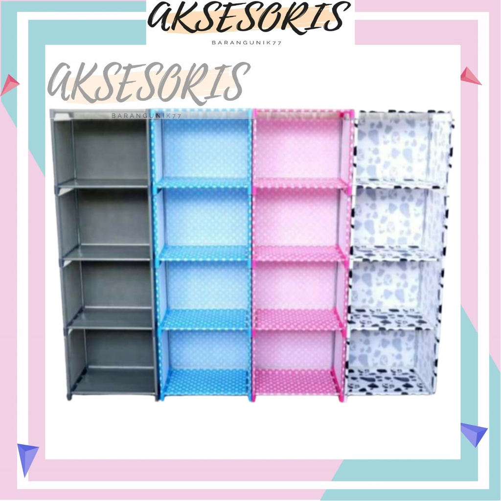 RAK BUKU PORTABLE / RAK BUKU 5 SUSUN 4 RUANG / RAK BUKU PORTABLE RAK SERBAGUNA