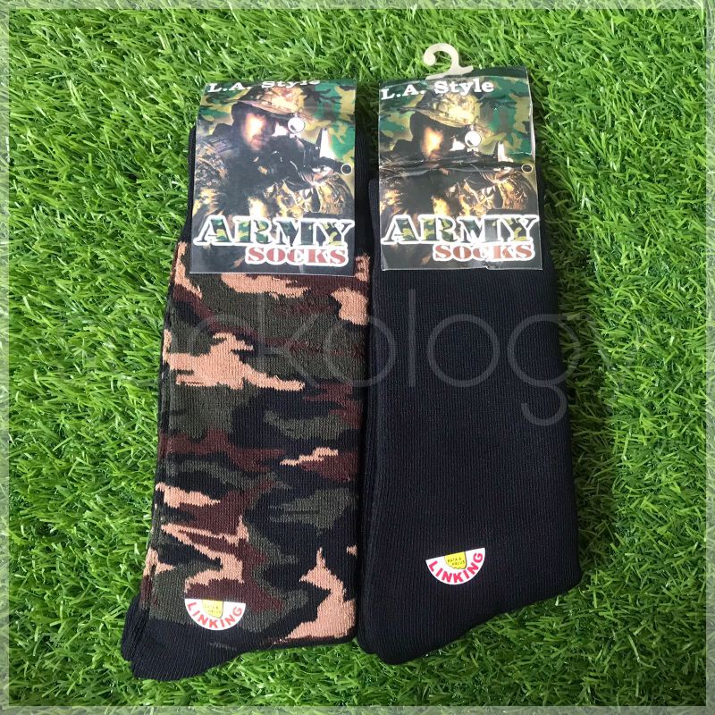 (Min 3pcs @12.000) Kaos kaki tentara polisi tni pdl army loreng bahan tebal (high quality) L.A.Style army socks