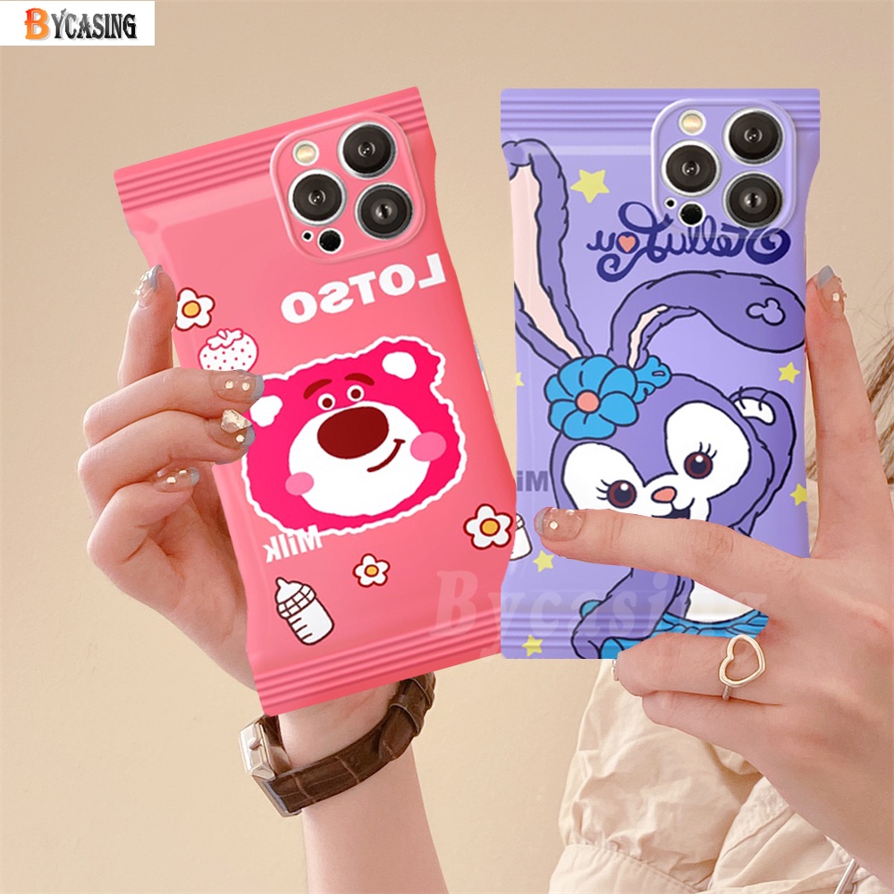 IPHONE Case Lucu Kompatibel Untuk Iphone11 13 12 14 Pro MAX iPhone7 8plus 6 6s Plus XR 14Plus XS MAX Kartun StellaLou Kelinci Dan Manyo Strawberry Bear Soft Candy Phone Case BY