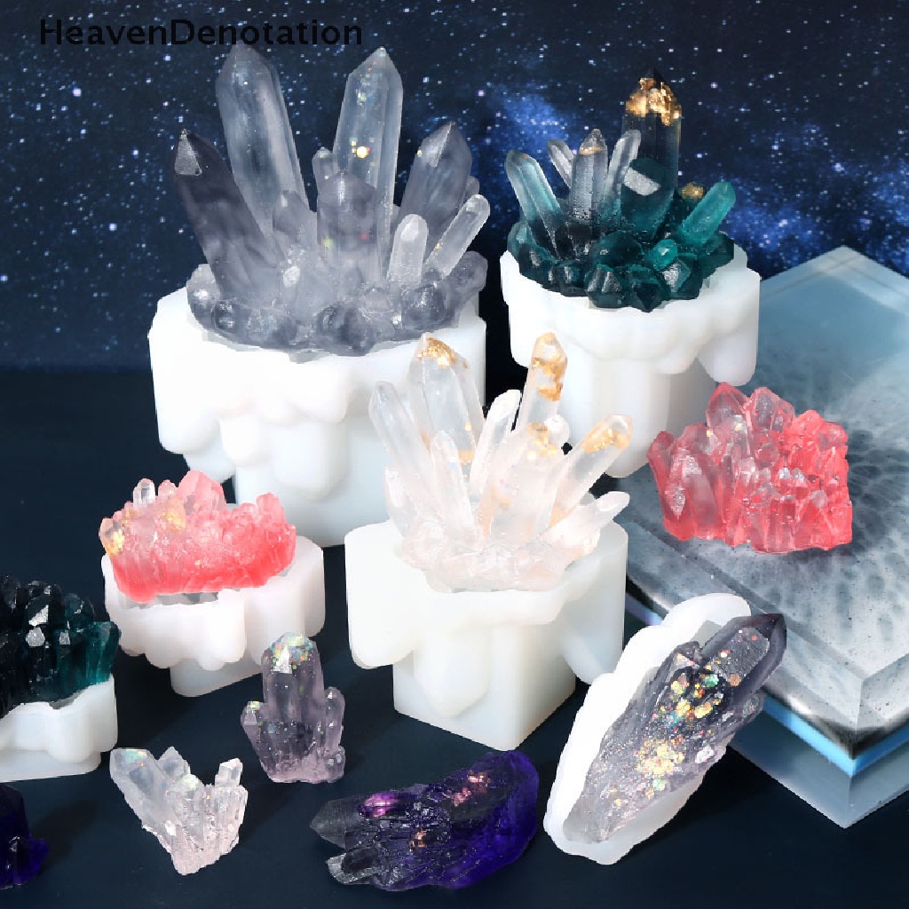[HeavenDenotation] Crystal Cluster Mold DIY Epoxy Resin Decoration Rockery Icicle Silicone Glue Soap Divination Spirit Pendulum Potted Set HDV