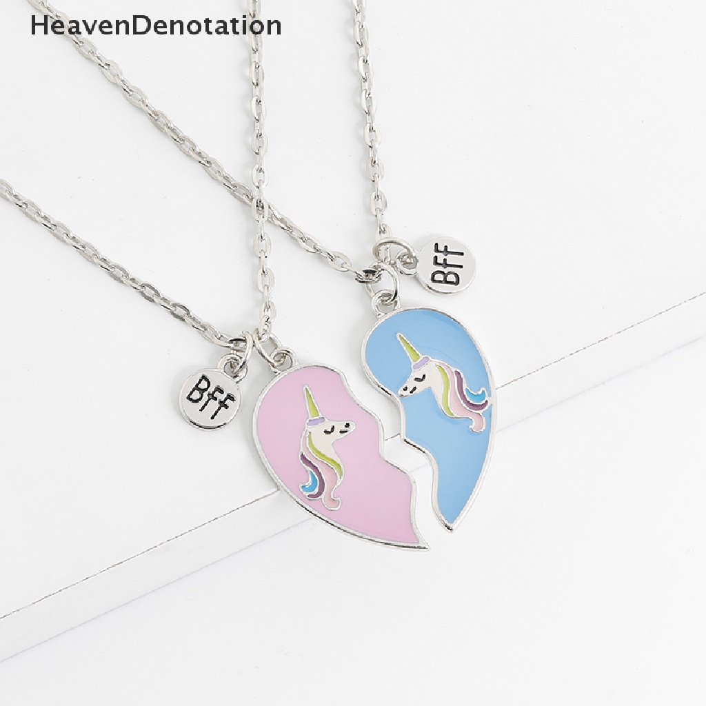 [HeavenDenotation] Best Friends Necklace Patah 2pcs Unicorn Love Jahitan Kalung Persahabatan HDV