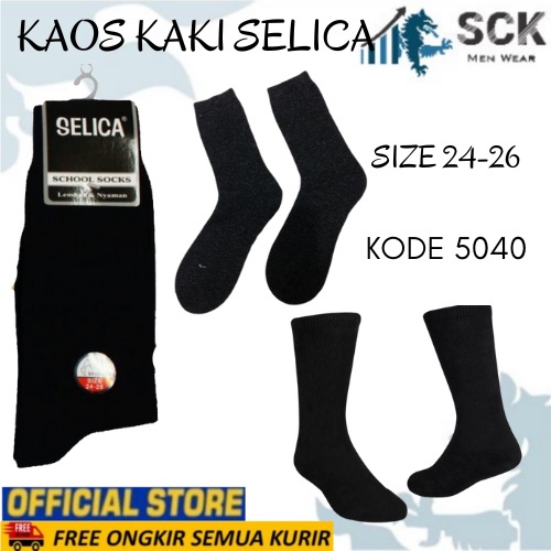 Kaos Kaki Sekolah Panjang SELICA 5040 hitam / Kaus Kaki SD SMP 5040 HITAM