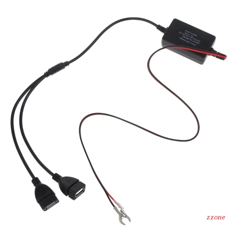 Zzz USB QC3.0 Charger Dual USB Step Down Converter DC-DC Module Pengatur Daya Adaptor Cas Ponsel Mobil DC10V- 30V