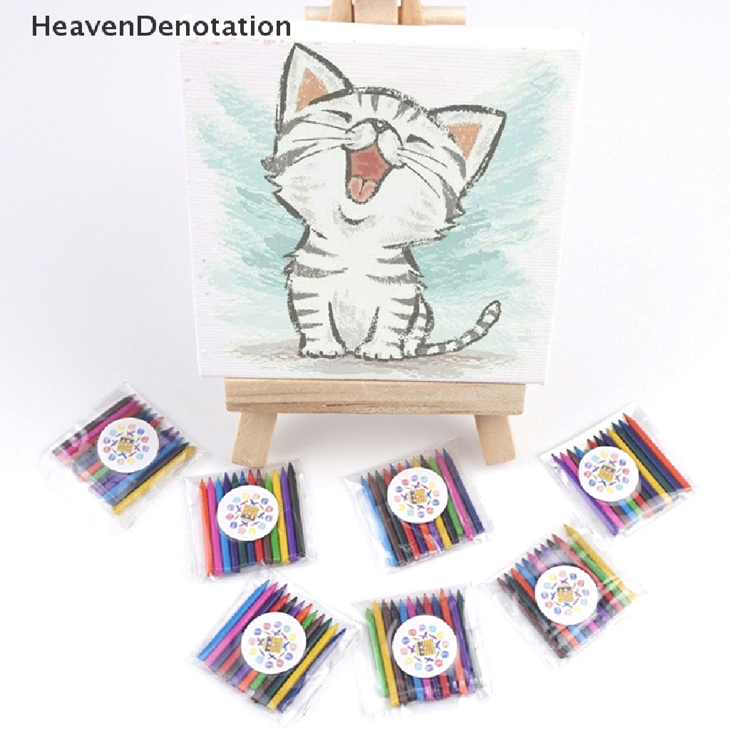 [HeavenDenotation] 1Set 1: 12 Dollhouse Mini Crayon Watercolor Box Paint Pen Drawing Room Scene Deco HDV