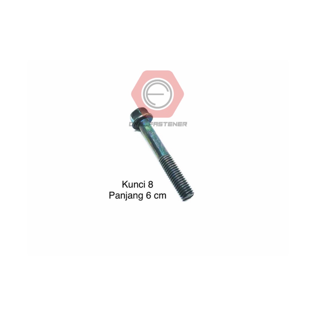 Baut Flange Bolt M6x60 Hijau Kunci 8 blok mesin cvt 6mm 6cm ulir 10