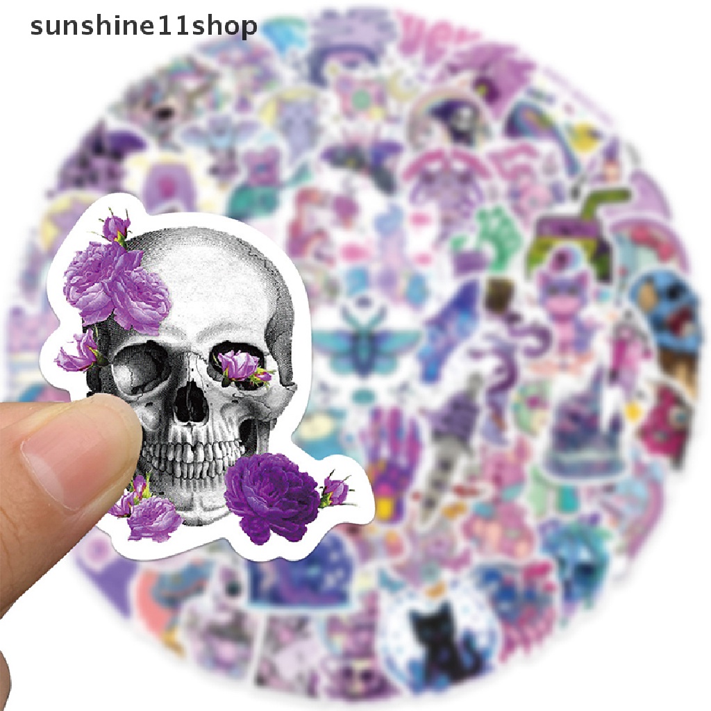 Sho 65 Pcs Lucu Ungu Gotik Halloween Tengkorak Kartun Stiker DIY Laptop Bagasi Skateboard Graffiti Decals Menyenangkan Untuk Hadiah Mainan N