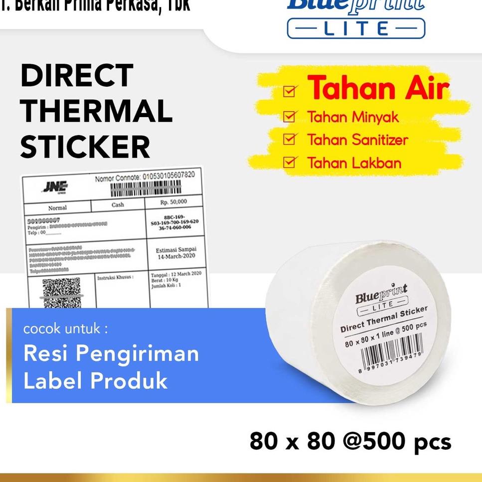 

12.12 Fasion sale Direct Thermal Sticker , Stiker Label BLUEPRINT Lite 80 x 80 , 80x80 mm 500Pcs - 1 Roll 