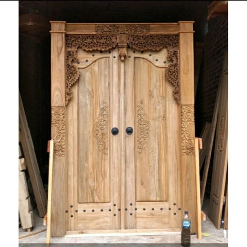 pintu ukir gebyok minimalis kayu jati/pintu rumah utama