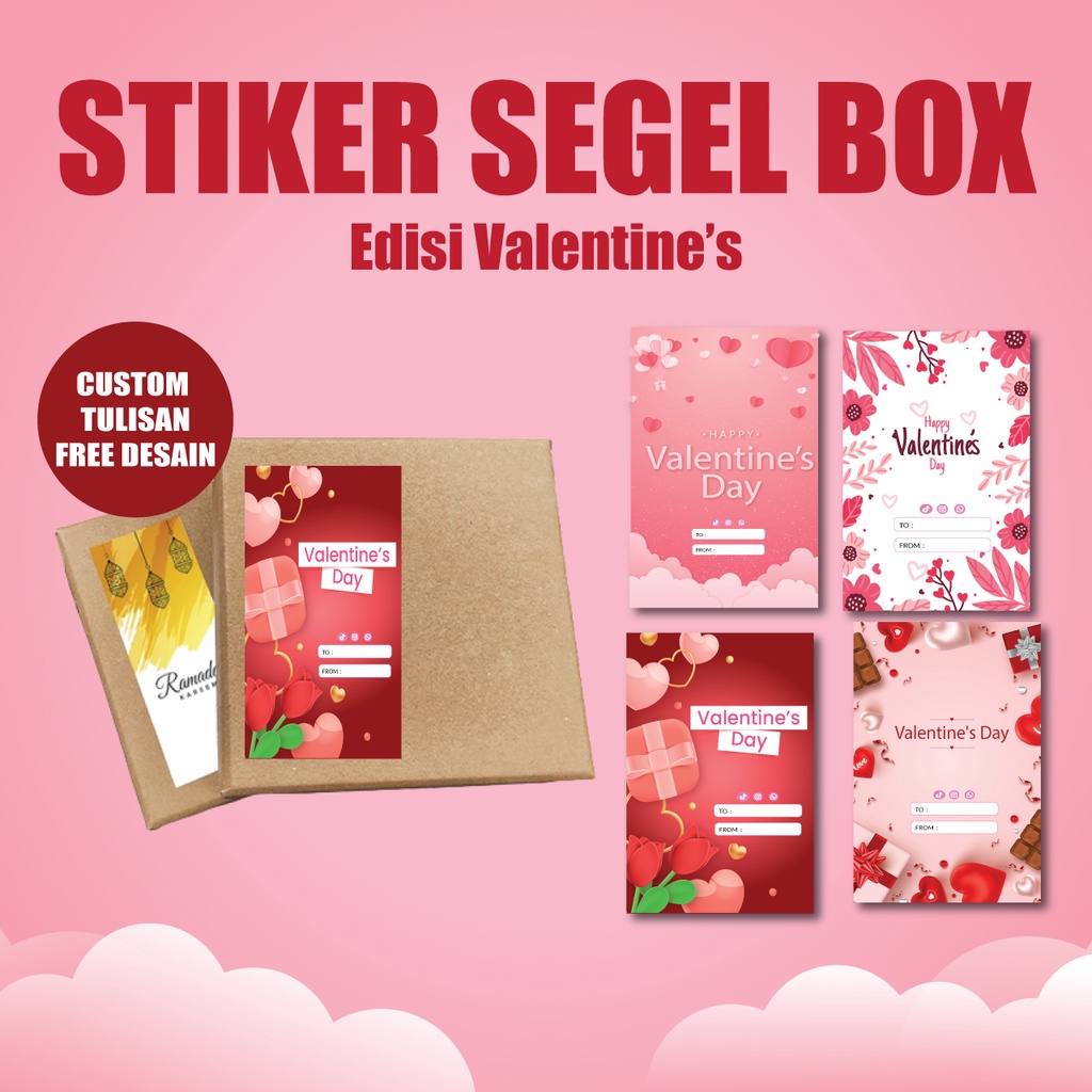 

Stiker Segel tema valentine Custom | Sticker Label Hampers free desain