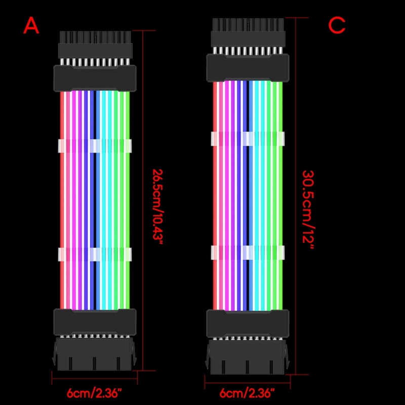 Btsg ARGB Kabel Ekstensi GPU 8PIN Rainbow Case Lighting Strip 24PIN RGB Extender PC Gamer Refits Motherboard Extension