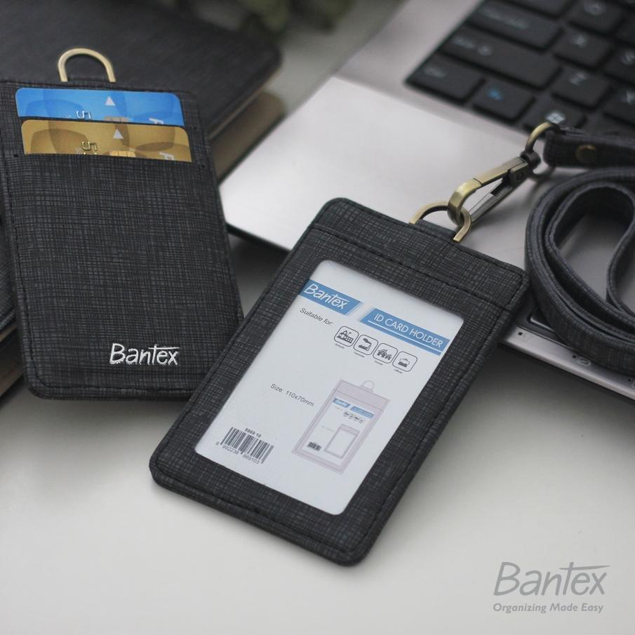 

kodeM2y2X Bantex Leather Name Tag ID Card Holder Black 8869 10 Kulit Sintetis Lanyard Tali