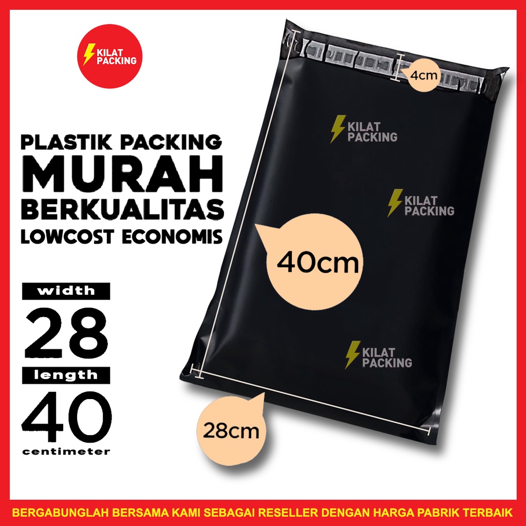 

Polymailer Low Cost Ekonomis Plastik Amplop Packaging Olshop Hitam 28x40cm