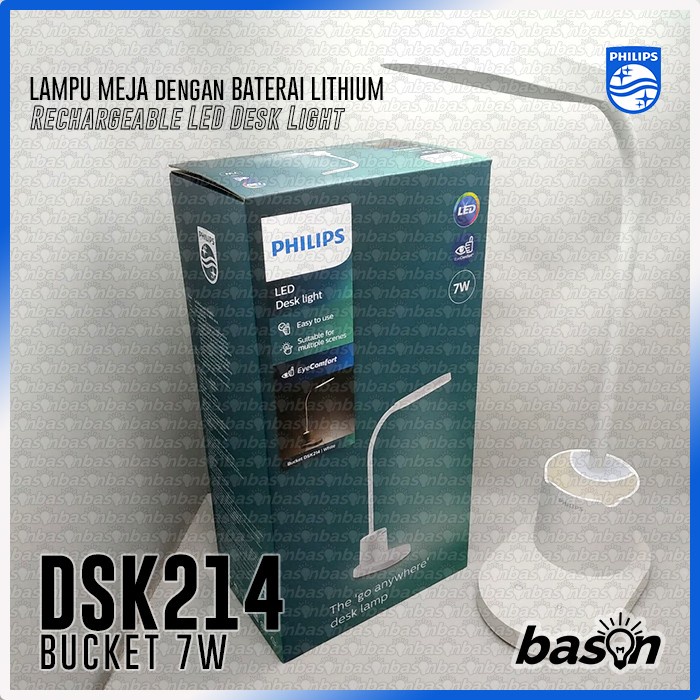 PHILIPS DSK214 Bucket LED Desk Light - Lampu Meja LED Rechargeable