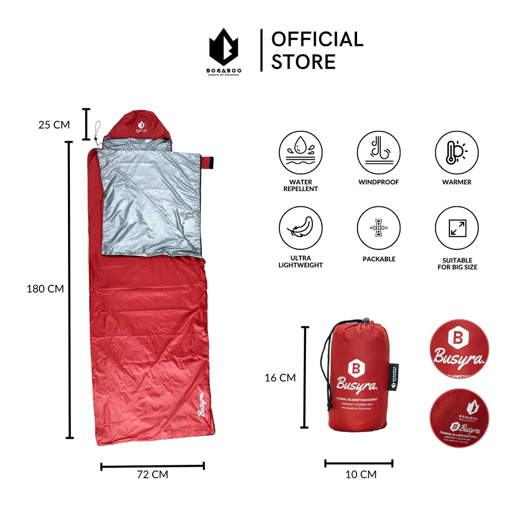 BOGABOO sleeping bag ULTRALIGHT thermal blangket seri BUSYRA - sleeping bag LINER - sleepingbag thermal bivy