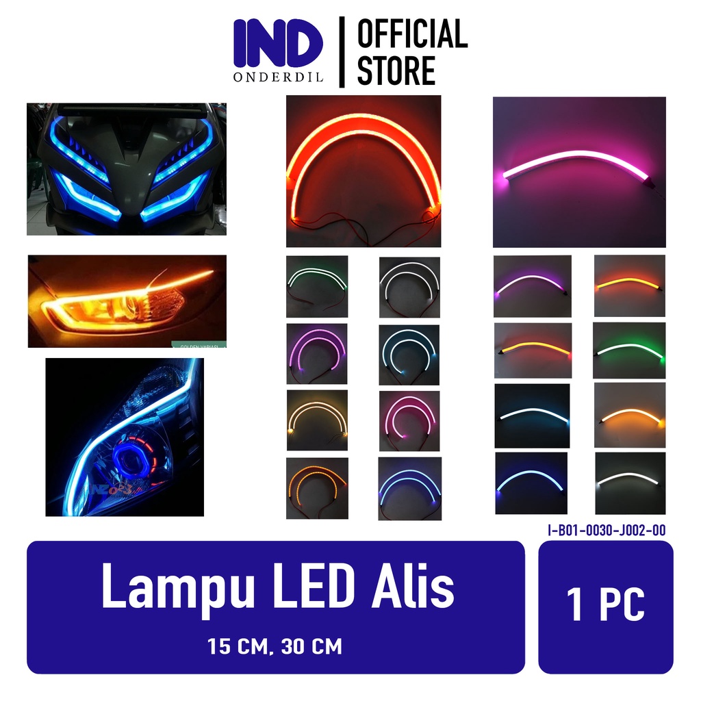 Lampu LED Variasi Alis DRL Elastis-Flexible Waterproof Tahan Air 15 30 Cm Mode Diam Putih Hijau Ice Blue Biru Merah Ungu Pink Orange Kuning