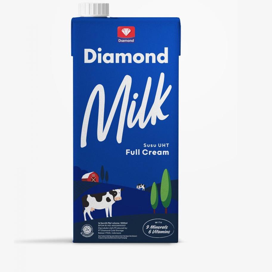 

【F⚡ASH SALE✅】 Susu UHT 1 Liter Susu UHT Full Cream Diamond Milk