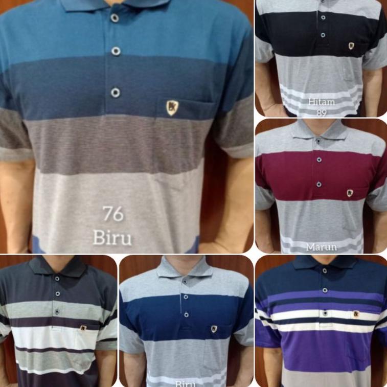 Booming Kaos kerah pria/Kaos Kerah Salur Dewasa/Kaos Kerah Terlaris Size L XL XXL