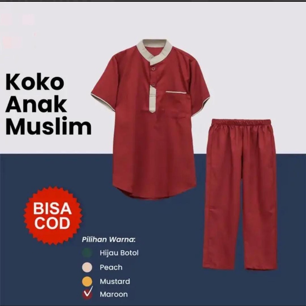 Setelan koko pakistan anak laki laki usia 1 sampai 10 tahun/koko anak/kurta anak/pakaian muslim/jubah anak/gamis anak