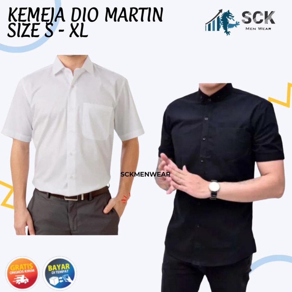 Kemeja Lengan PENDEK DIO MARTIN Polos Pria / Hem Kerja Kantor / Pakaian Formal Cowok - sckmenwear GROSIR