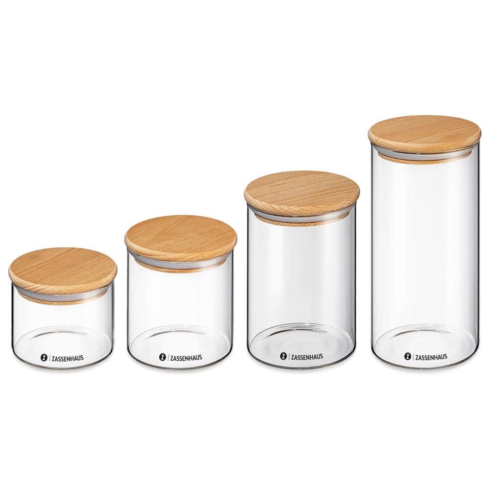 Toples Kaca Tutup Kayu / Toples Penyimpanan Kedap Udara / Toples Kue / Toplea Makanan / Toples Cemilan / Jar Kaca Tutup Kayu / Glass Wooden Lid
