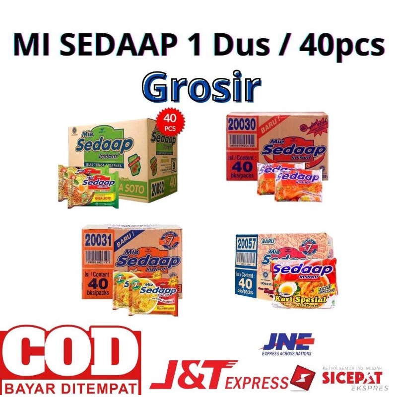 

Mie Sedaap Semua Varian - Goreng - Soto - Ayam Bawang - Kari Ayam ( Dus / Karton )