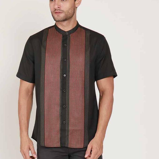 ➭ KOKO GUFRAN BLACK Kemeja Casual Formal Pria Lengan Pendek SS - Baju Atasan Top Man Muslim Shirt Ed