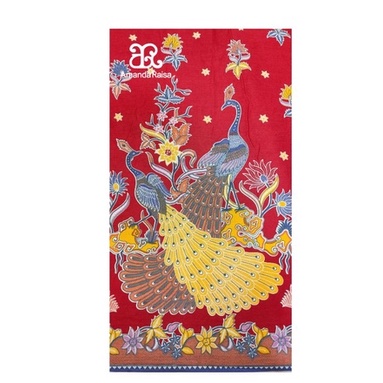 COD Kain Batik Meteran / Handprinted Batik / Motif Burung Merak / Merah Cabe