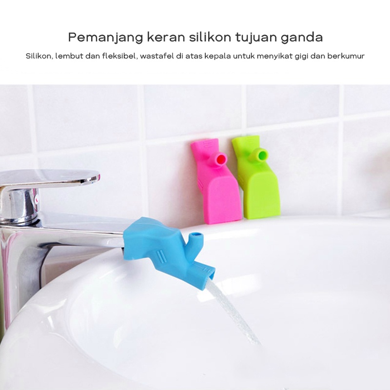 Sambungan Kran Air Bahan Silikon 2 in1 Faucet Extender Elastis Penyambung Kepala Keran Westafel Silicone + Lubang Air Untuk Kumur Sikat Gigi Warna campuran