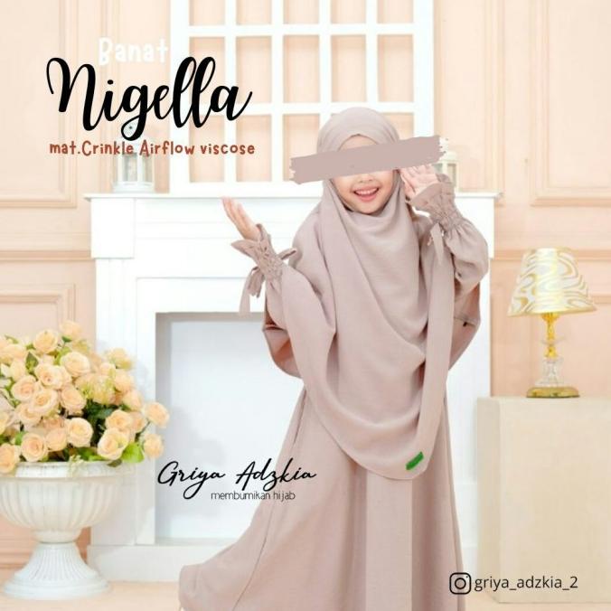 Gamis Anak Set French Khimar Nigella by Griya Adzkia (Nude beige)