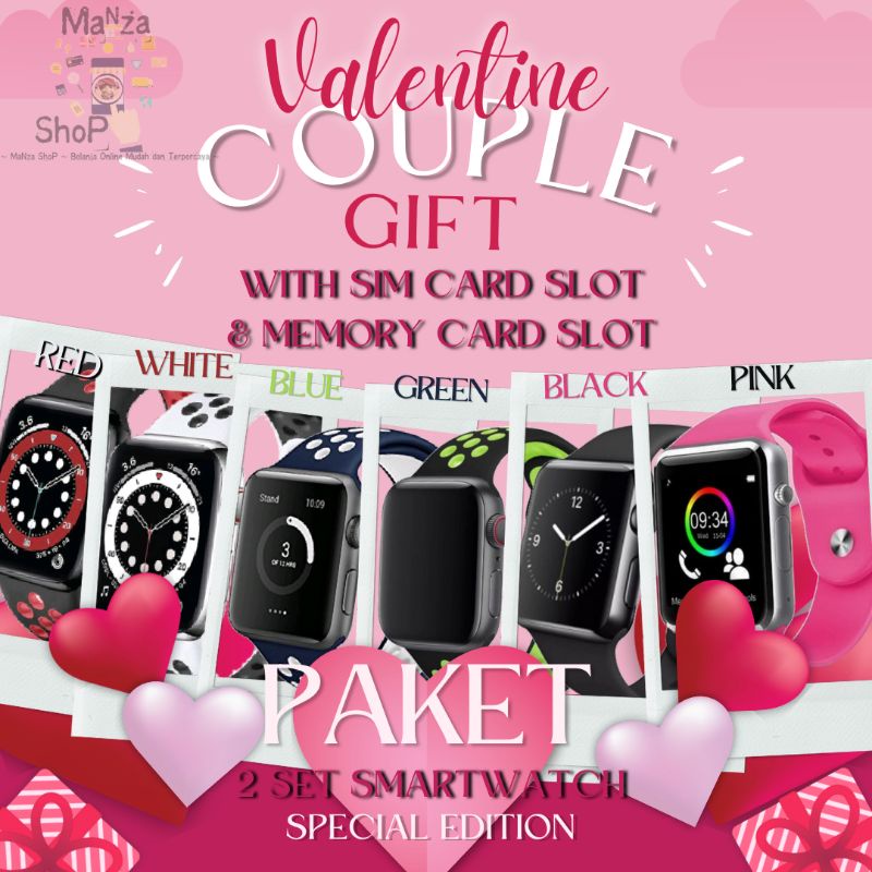 SMARTWATCH COUPLE HADIAH JAM TANGAN HP KADO VALENTINE SPESIAL GIFT BLACKPINK ANDROID IOS WITH SIM CA