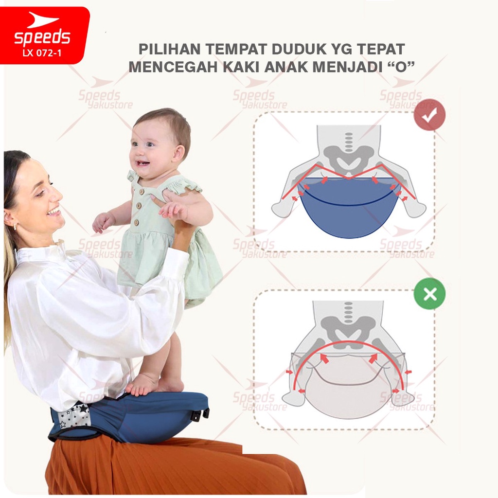 SPEEDS Gendongan Hipseat Bayi Baby Carrier 4in1 Bedongan Bayi Ransel Depan Breathable Hip seat 072-1