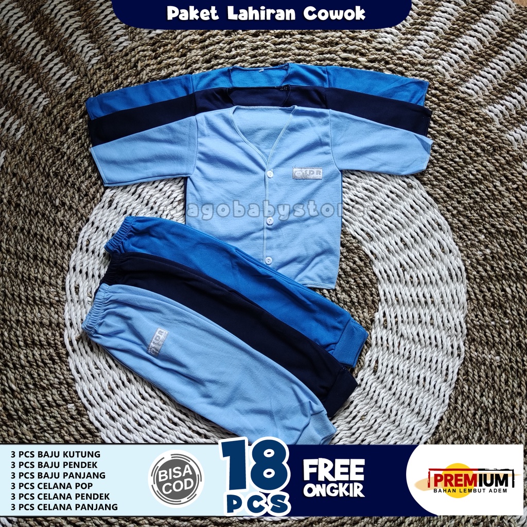 18 Pcs Paket Lahiran HPL Newborn Persiapan Lahiran Cowok Biru Polos Elegant Premium