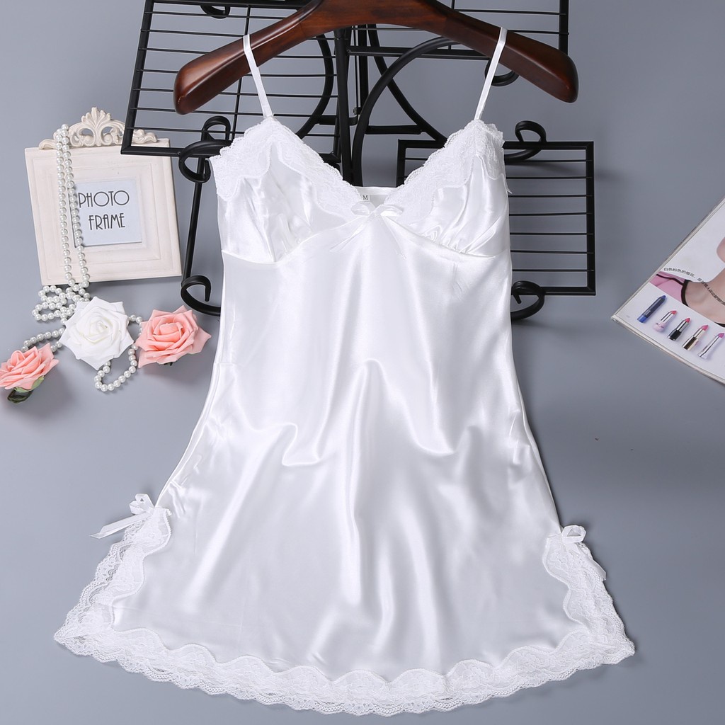 Lingerie Set Sexy baju tidur Tanpa Lengan original impor lace pakaian dalam wanita sexy lingerie-WHITE