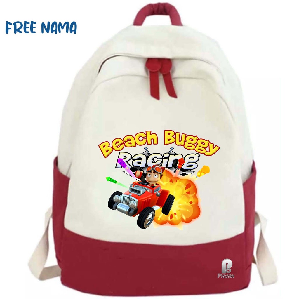 TAS RANSEL BACKPACK ANAK SEKOLAH MOTIF BEACH BUGGY RACING UNISEX (FREE NAMA)