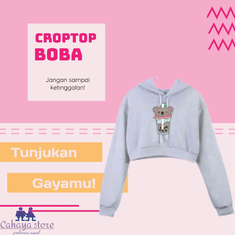 CS SWEATER HOODIE CROPTOP BOBA ANAK PEREMPUAN/SWEATER HOODIE BOBA CEWEK KEKINIAN