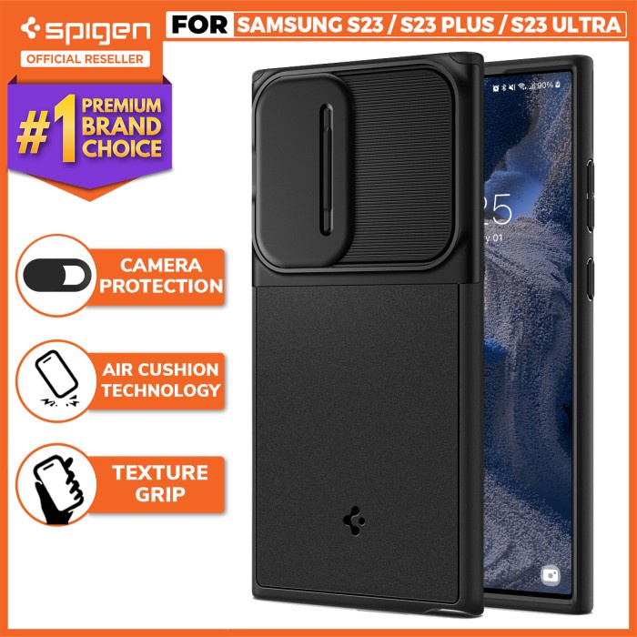 Original Case Samsung Galaxy S23 Ultra Plus Spigen Optik Armor Camera Cover - Black, S23 Plus