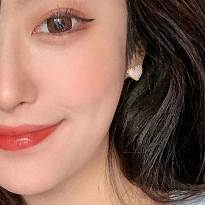 S925 Anting Tusuk Bentuk Hati Warna-Warni Bahan Alloy Korea Untuk Wanita