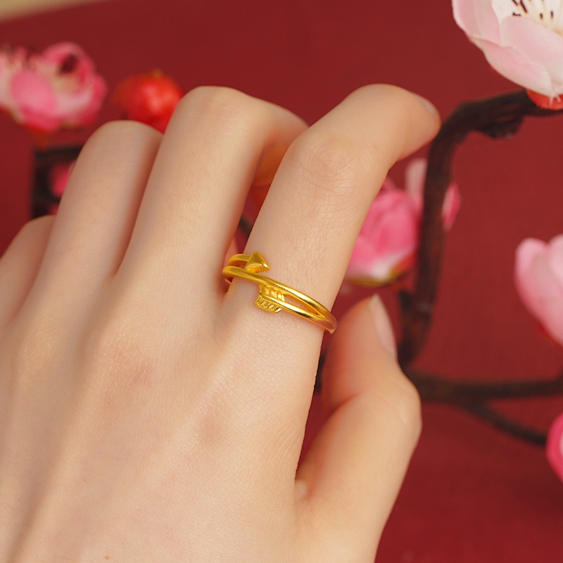 Goldkingdom Perhiasan Fashion 24 K Bangkok Aksesoris Ready Stock Segar Senshi Xiangyun Kupu Daun Cincin Sederhana Berlapis Emas Lucu Cincin