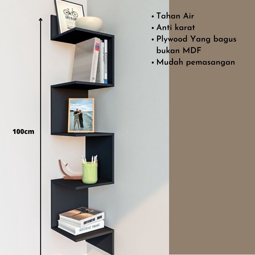 Tukuparty Rak Sudut Rumah Kamar Dinding Tempel Rak Buku Bunga Kosmetik Serbaguna 022