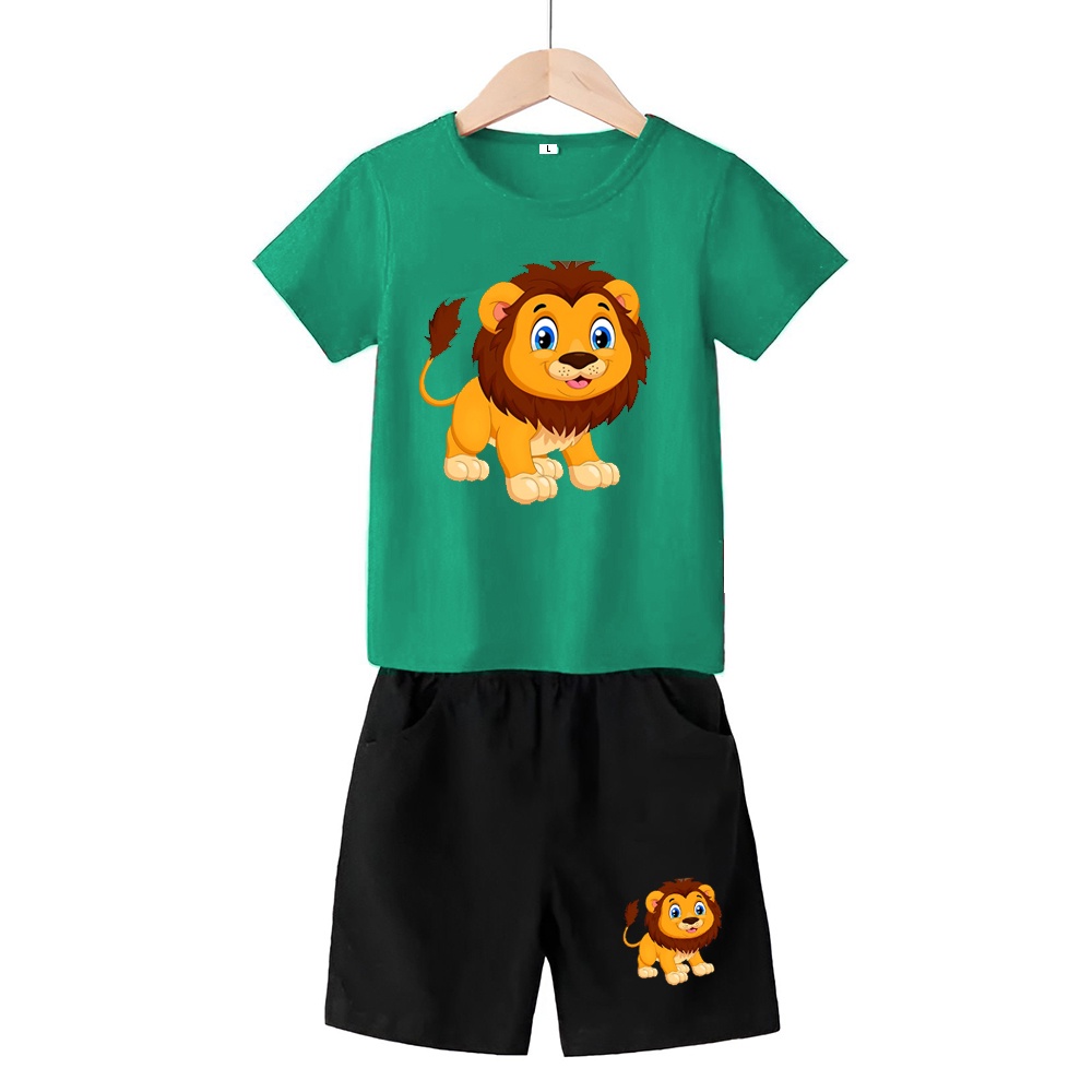 Baju Stelan 3/4 Anak Lion Cowok Cewek  Usia 1 - 4 Tahun Celana Pendek Harian