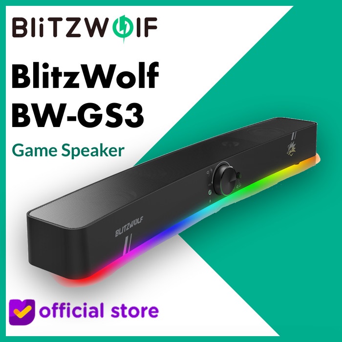 BLITZWOLF BW GS3 RGB GAME SPEAKER GAMING SOUNDBAR BASS SOUND BAR AUX ORIGINAL