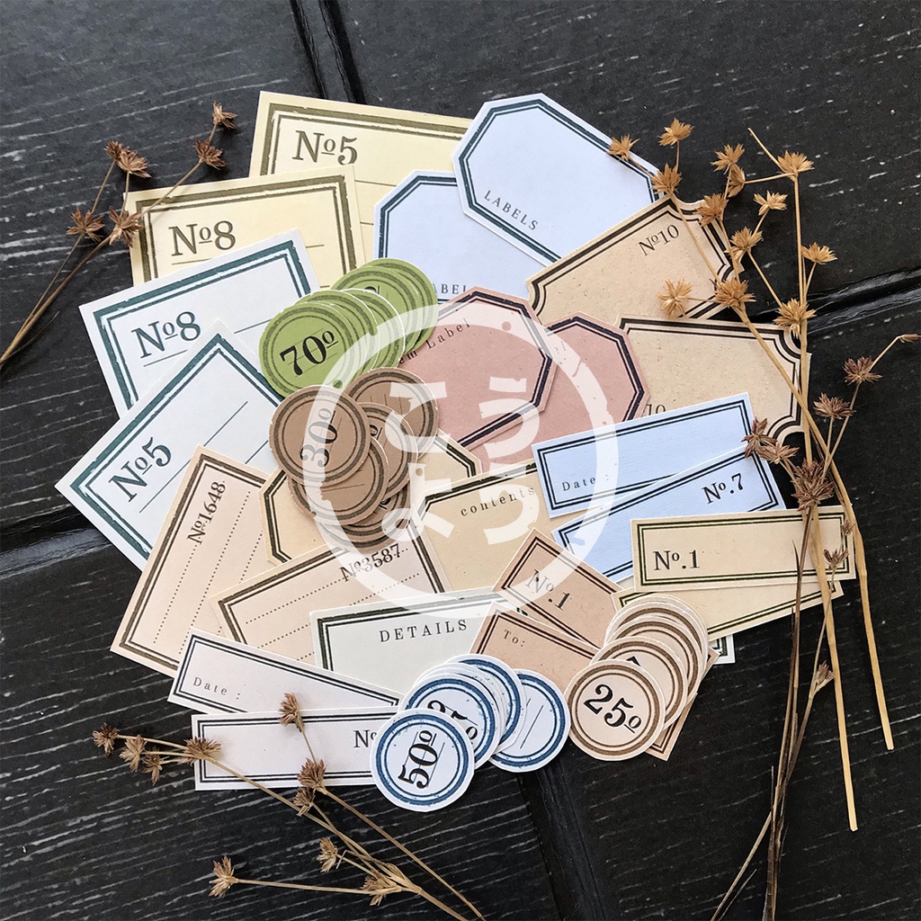 

48 pcs Stiker HVS Vintage untuk Jurnal / Scrapbook (Pack H)